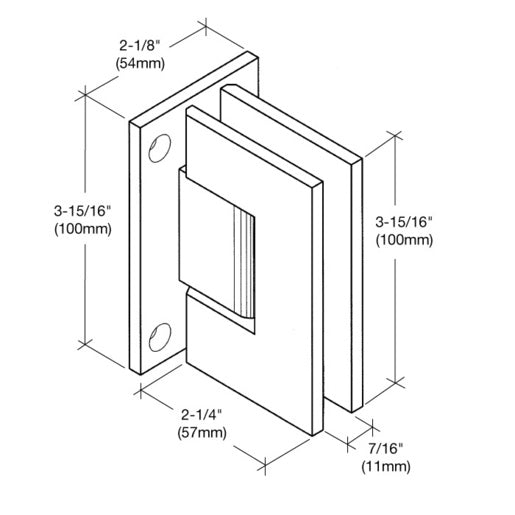 CRL Matte Black Vienna 037 Series Wall Mount Full Back Plate Hinge