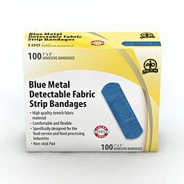 Metal Detectable Fabric Bandage Blue, 7.5cm x 2.5 cm- 100/Box