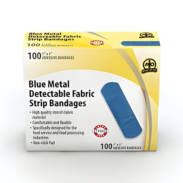 Metal Detectable Fabric Bandage Blue, 7.5cm x 2.5 cm – 100/Box