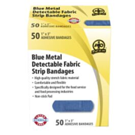 Metal Detectable Fabric Bandage Blue, 7.5cm x 2.5 cm- 50/Box