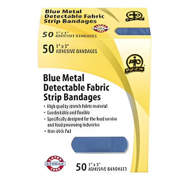 Metal Detectable Fabric Bandage Blue, 7.5cm x 2.5 cm – 50/Box