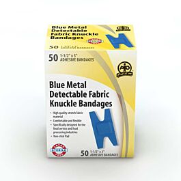 Metal Detectable Knuckle Bandages, 7.5cm x 3.75cm- Blue- 50/Box