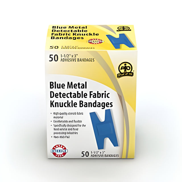 Metal Detectable Knuckle Bandages, 7.5cm x 3.75cm- Blue – 50/Box