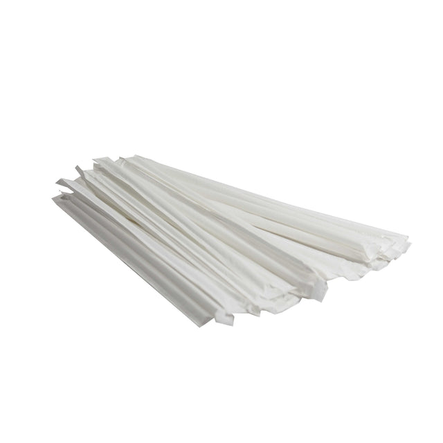 Milkshake Straws, Wrapped, White 10"- 500 x 12 Boxes