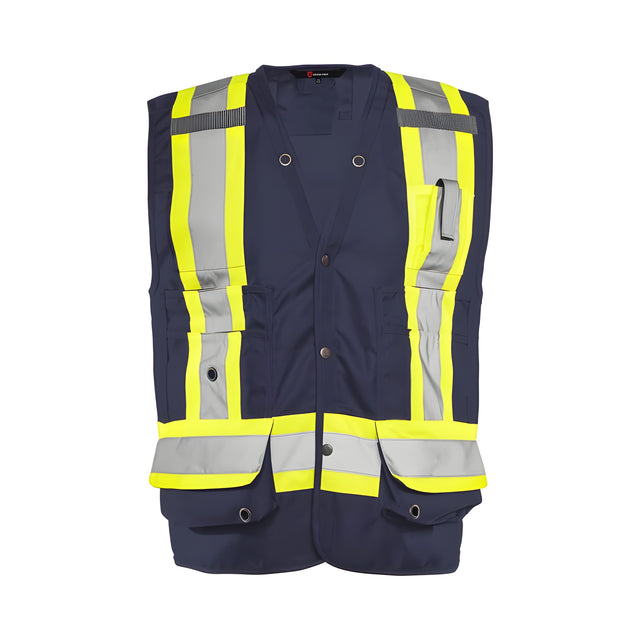 Deluxe Surveyor Vest, 4" Refl. Tape, Navy Blue, Large