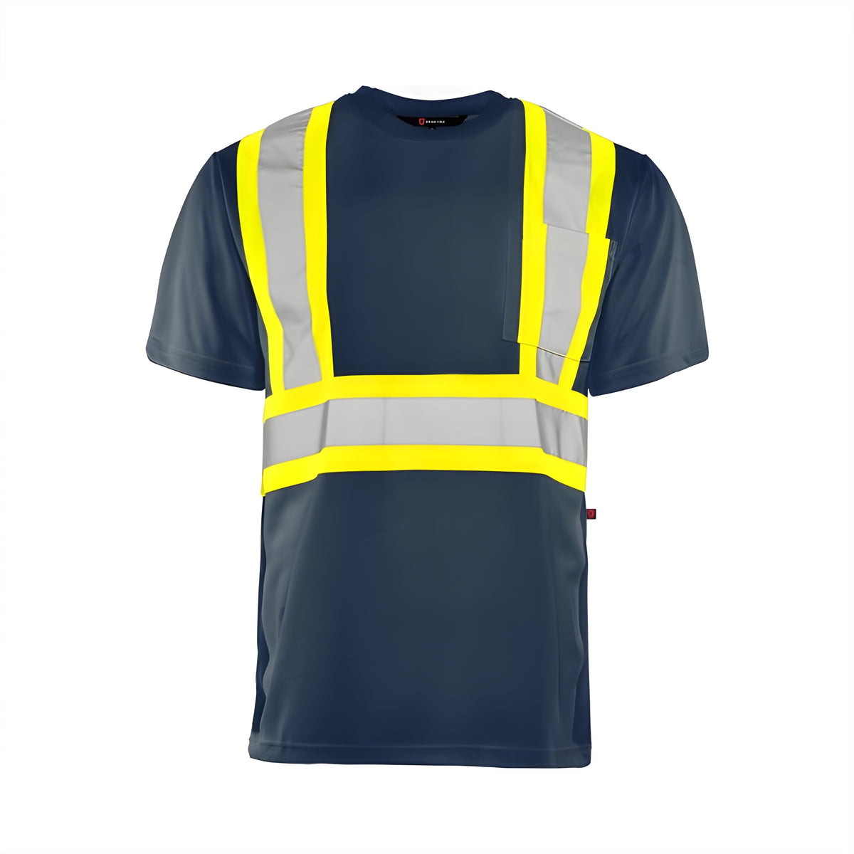 Short Sleeved Traffic T-Shirt, Polyester, Navy Blue, 4" Reflective Tape, Large- 1 Each