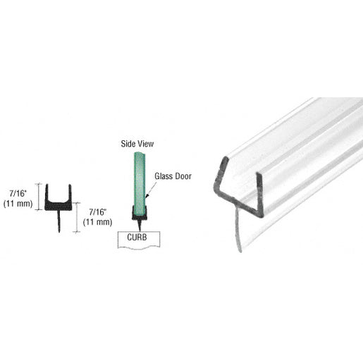 CRL One-Piece Bottom Rail with Clear Wipe – 95" Snap-On Threshold Seal for 3/8" Glass Shower Doors, Deflects Water Back Into Enclosure