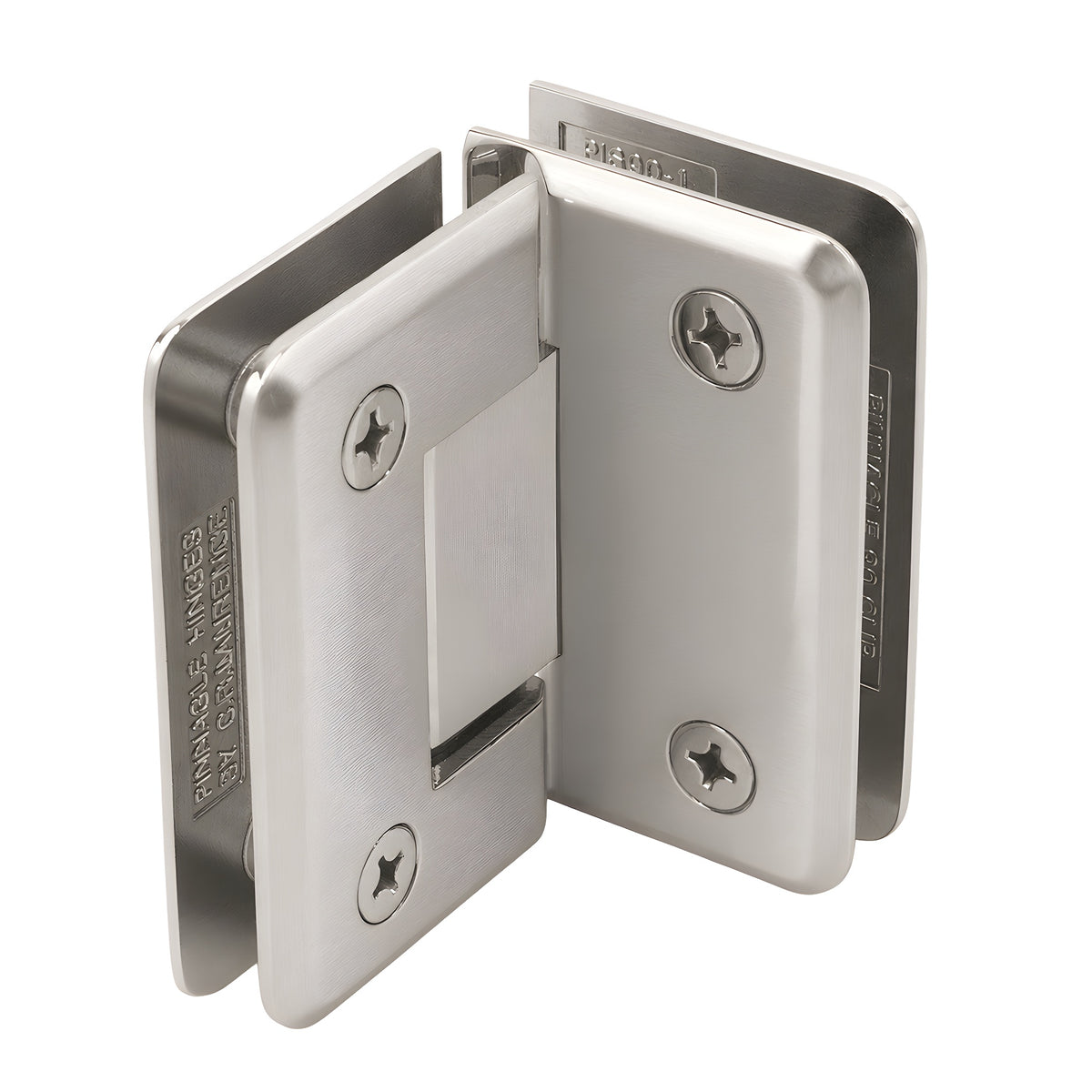 CRL Brushed Nickel Pinnacle 092 Series 90 Degree Glass-to-Glass Hinge