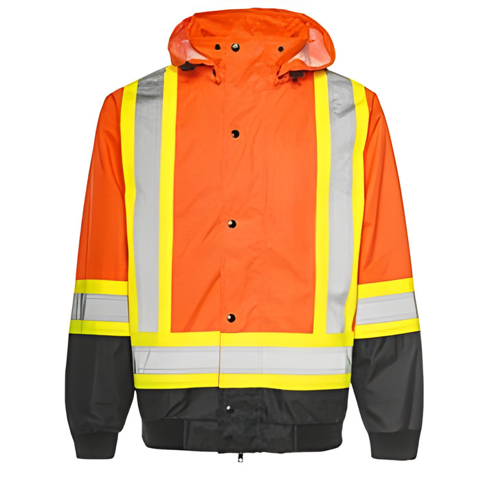 3 – in – 1 Winter Traffic Jacket, 4" Reflective Tape, Orange / Black, Small