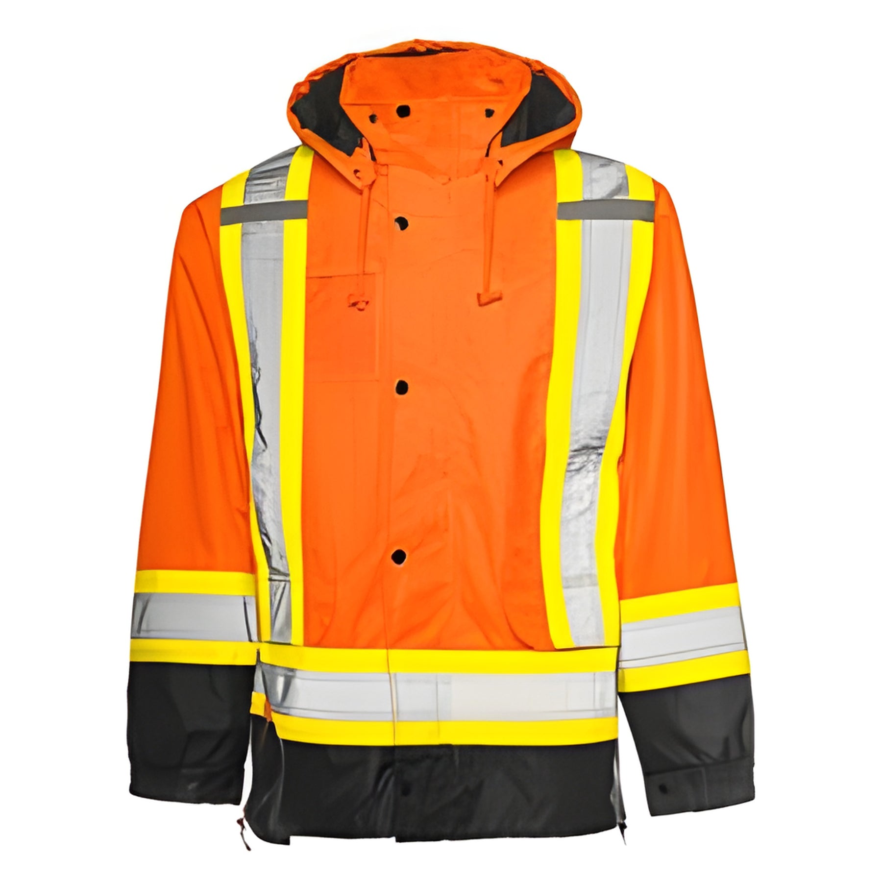 6 - in -1 Winter Traffic Parka, 4" Reflective Tape, Orange / Black, 5XL- 1 Each