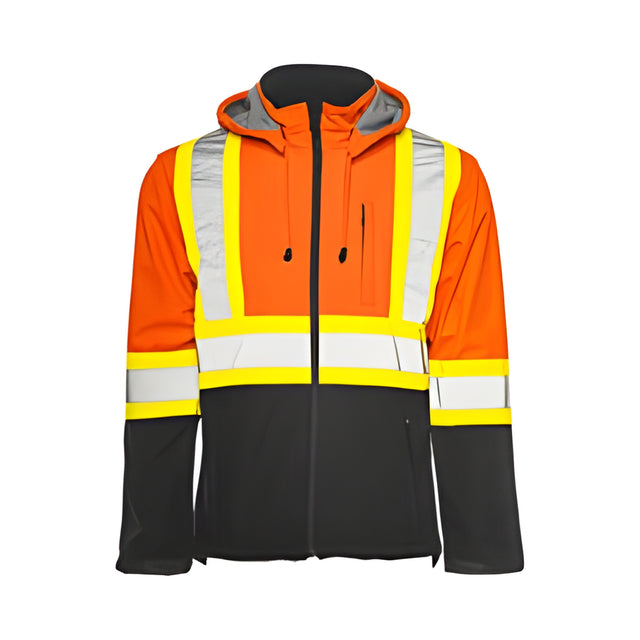 Soft Shell Traffic Jacket, 4" Refl. Tape, Orange / Black, Large