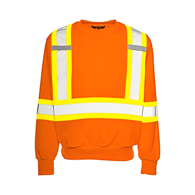Hi Vis Crewneck Sweatshirt, 4" RT, Orange, Small
