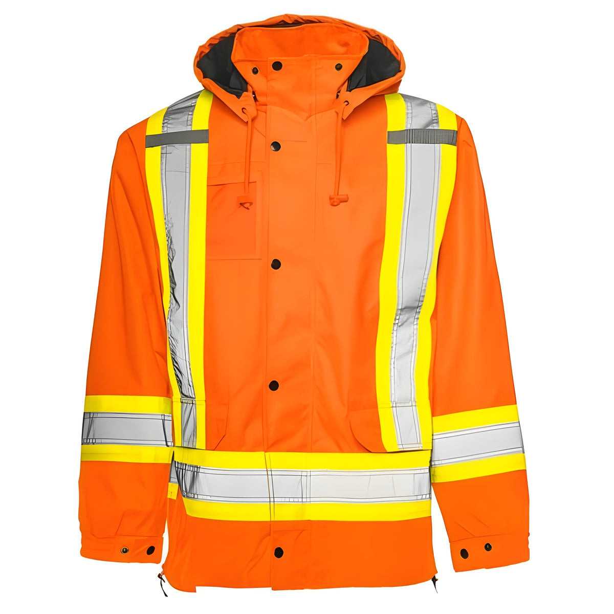 6 - in -1 Winter Traffic Parka, 4" Reflective Tape, Orange, Large- 1 Each