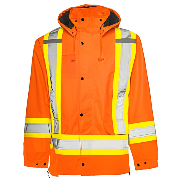 6 – in – 1 Winter Traffic Parka, 4" Reflective Tape, Orange, X-Large