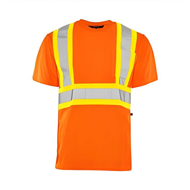 Short Sleeved Traffic T-Shirt, Polyester, Orange, 4" Reflective Tape, Large