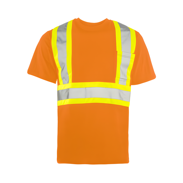 Short Sleeved Traffic T-Shirt, Cotton, Orange, 4" Reflective Tape, 4X Large