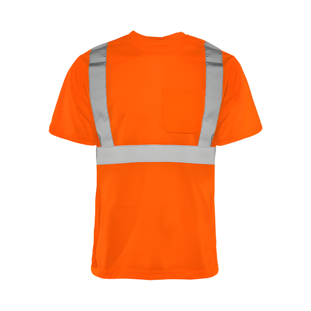 Short Sleeved Traffic T-Shirt, Polyester, Orange, 2" Reflective Tape, 4X Large