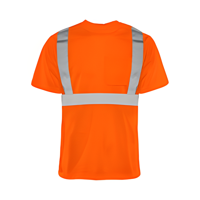 Short Sleeved Traffic T-Shirt, Polyester, Orange, 2" Reflective Tape, Small