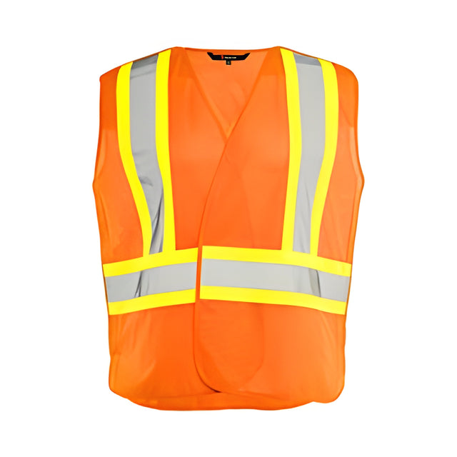 Hi Vis 5 Pt. Tearaway Mesh Traffic Vest, 4" Reflective Tape, Orange, 2XL /3XL