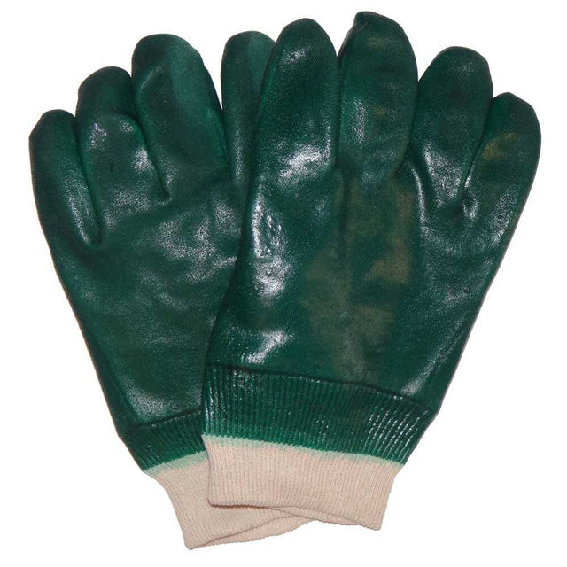 PVC Gloves, Green, Knitwrist- 12 Pr / Bag