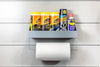 Grey PVC Slatwall Shelf & Basket Kit – 25 Pieces | Comtrad - PVC slatwall shelf and basket accessory kit for compatible wall storage systems