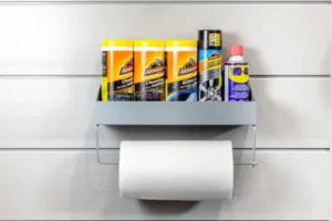 Grey PVC Slatwall Accessory Kit – 25 Pieces | Comtrad - PVC slatwall select accessory bundle for compatible wall storage systems