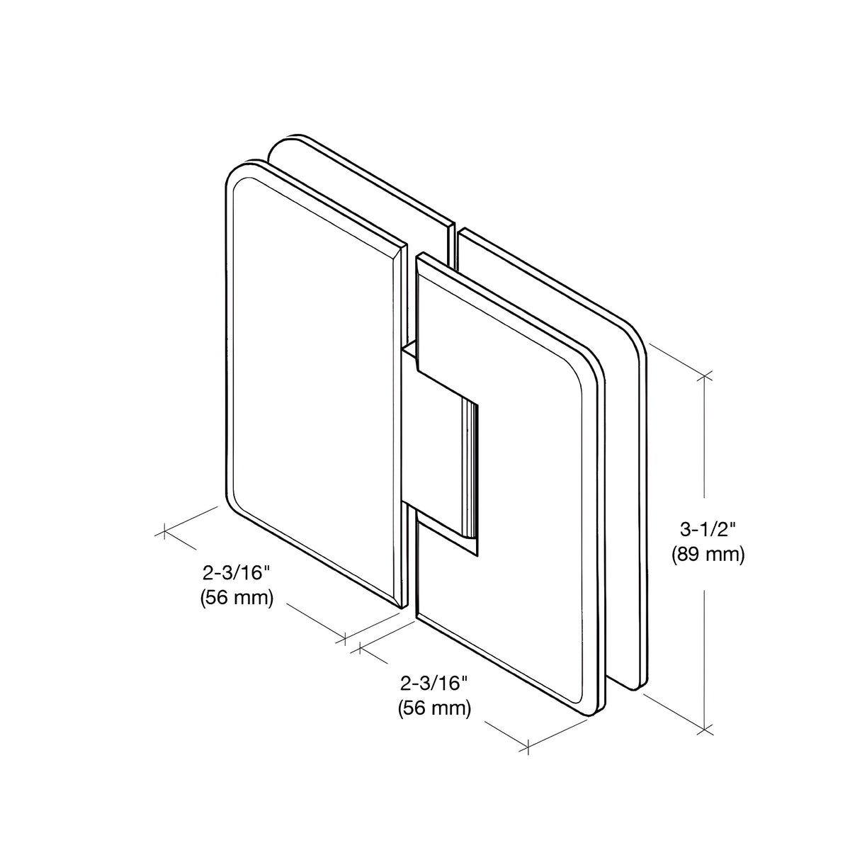 CRL Satin Brass Pinnacle 180 Series 180 Degree Glass-to-Glass Standard Hinge