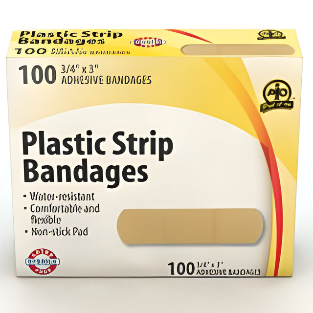 Plastic Strip Bandage, Large, 7.5 x 2.5cm – 100/Box