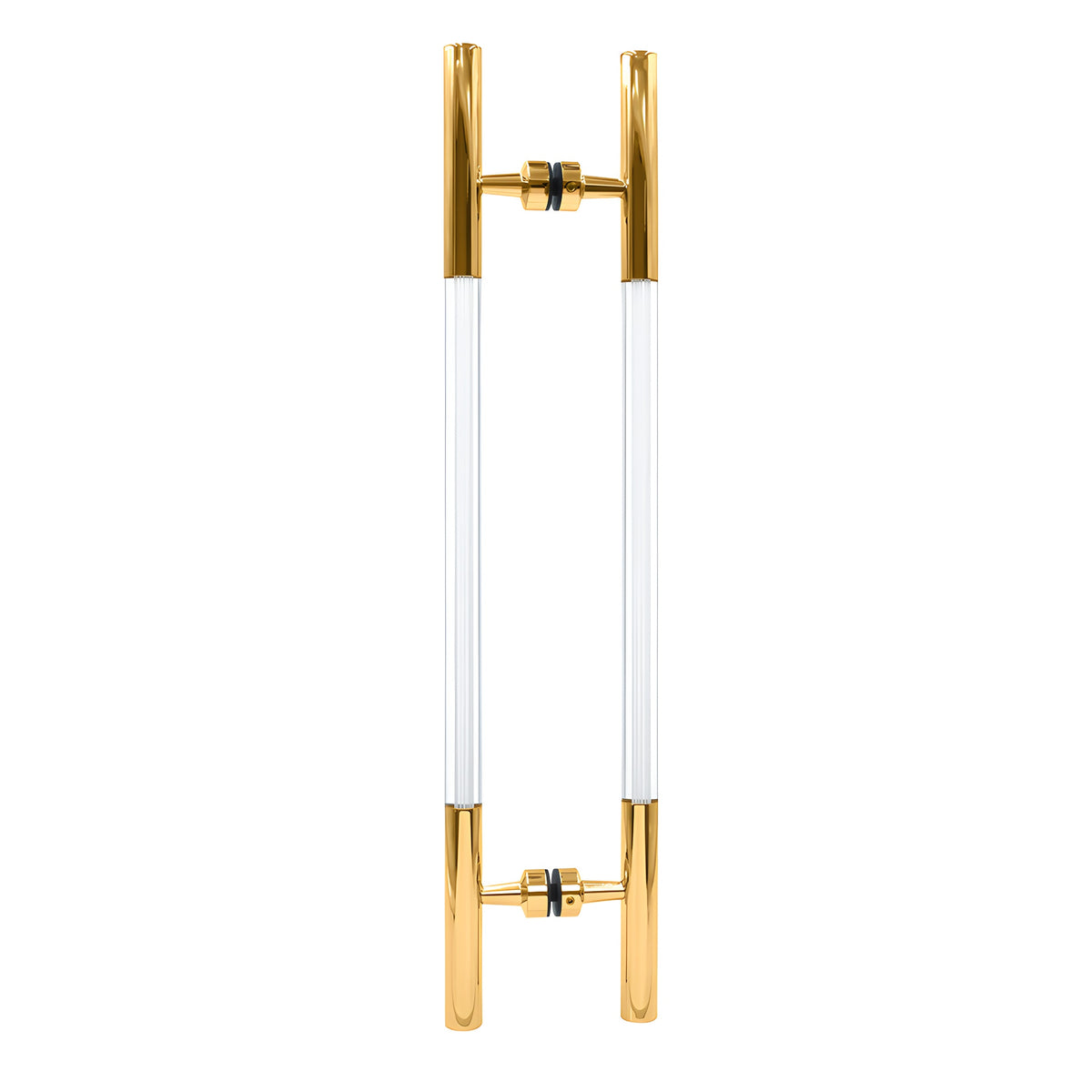 CRL Polished Brass 24-1/2" Overall Length Glass Mounted Ladder Style Pull Handle with Acrylic Semi-Inserts