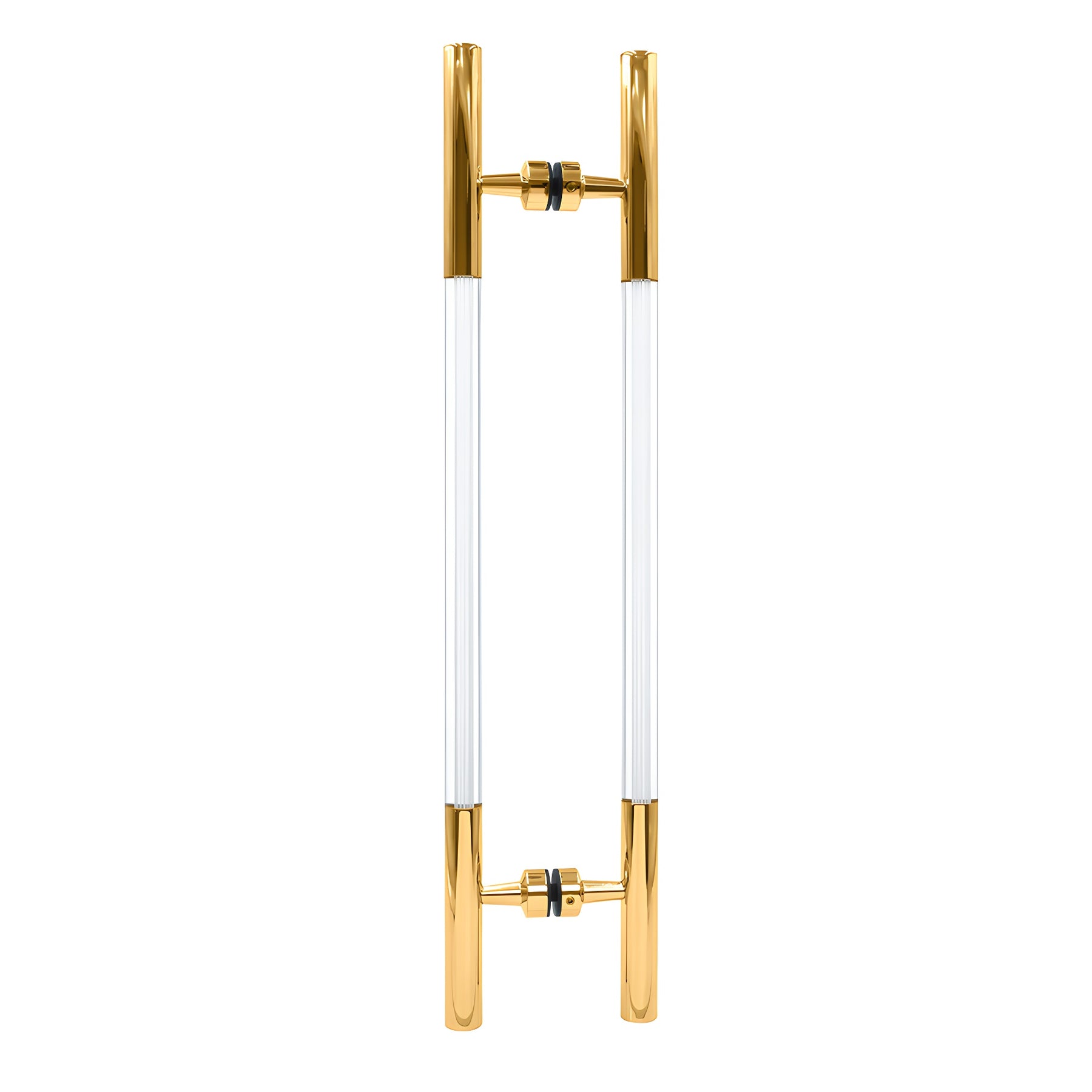 CRL Polished Brass 24-1/2" Overall Length Glass Mounted Ladder Style Pull Handle with Acrylic Semi-Inserts