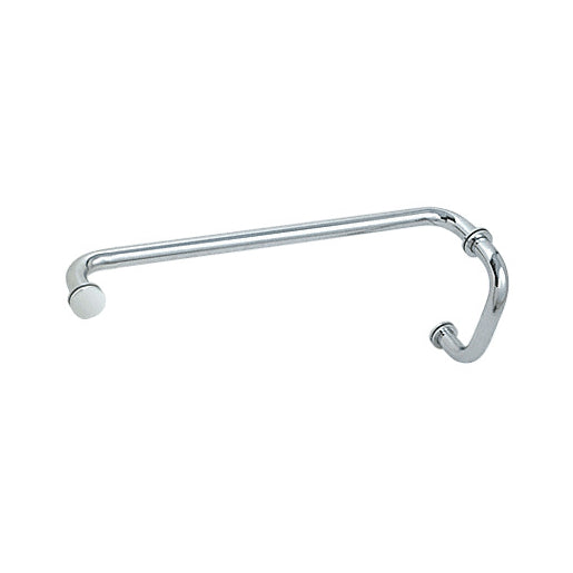 CRL Polished Chrome 6" Pull Handle and 18" Towel Bar Combo – BM Series with metal washers for frameless glass shower doors