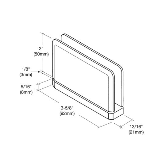 ALT Description: Polished chrome hinge for top or bottom glass mounting; fits 3/8"–1/2" glass; sleek, durable, and ideal for shower doors.