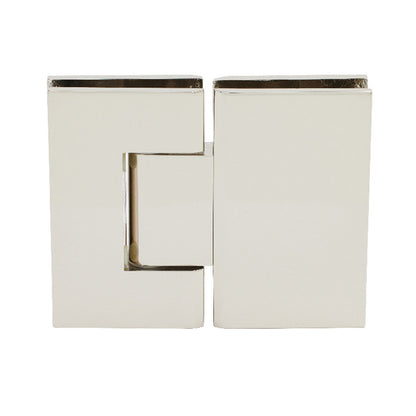 CRL Geneva 180 Series polished nickel glass-to-glass hinge for 180-degree frameless shower door installations