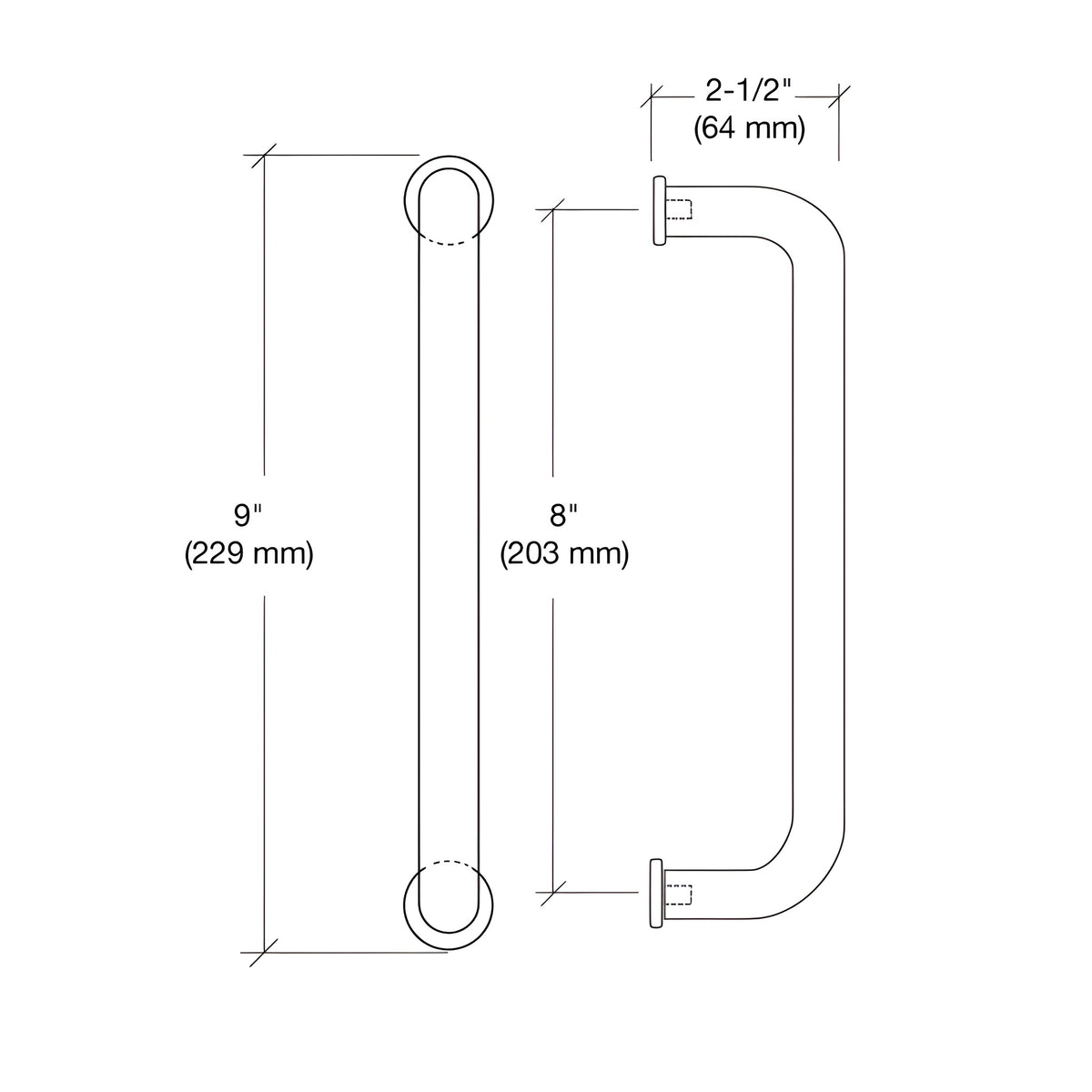 CRL Brass 8" Aluminum Door Mounted Standard Pull Handle