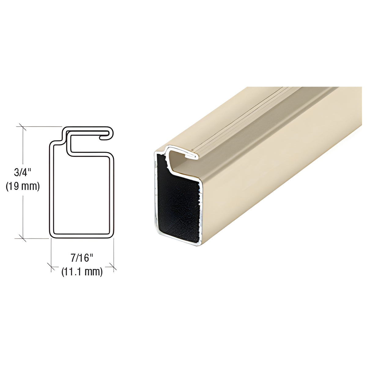 RL Beige 3/4" x 7/16" Roll Formed Aluminum Screen Frame - 144"