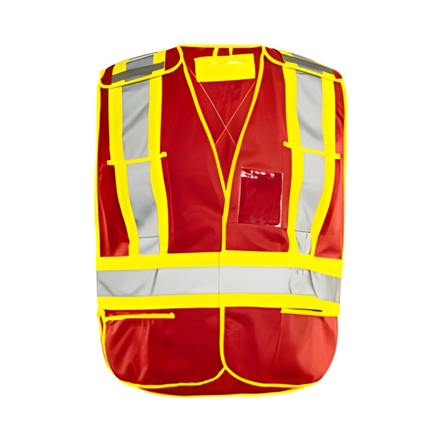 Traffic Vest, Universal 5 Pt. Solid, Tearaway, Red