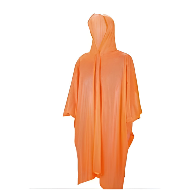 Reusable Rain Poncho, Orange, One Size Fits All