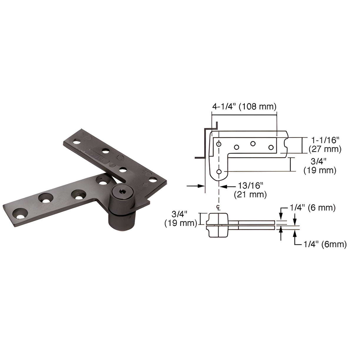 Rixson® Dark Bronze 3/4" Offset Top Pivot