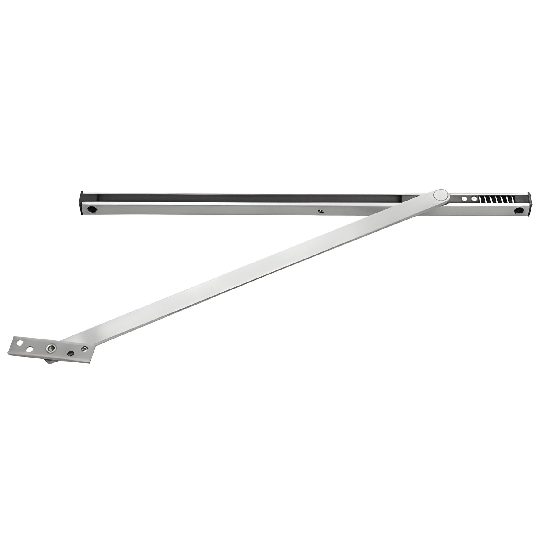 Rixson® Satin Stainless Multi-Function 10 Series Surface Mount Overhead Stop and Holder - 30-1/16" to 38"
