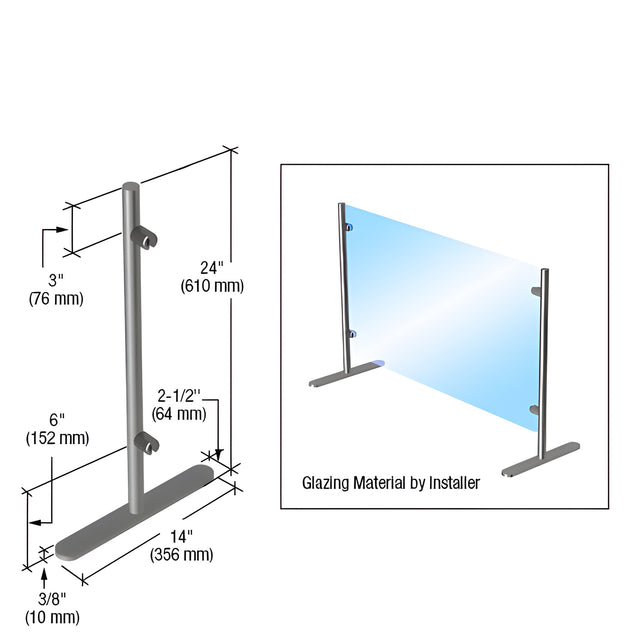 Round Portable Partition End Post, 24” (610 mm)
