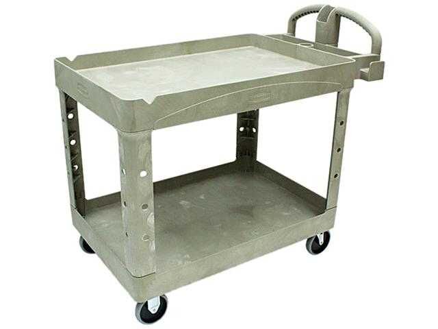 Rubbermaid- 2 Shelf HD Utility Cart-,Beige- 1 Ea