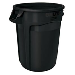 Rubbermaid Brute Vented Container, 32 Gal, Black- 1 Each