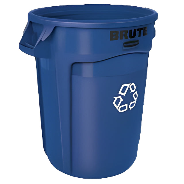 Rubbermaid Brute Vented Container, 32 Gal, Recycling Blue, 32 Gallon
