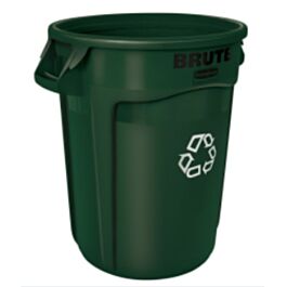 Rubbermaid Brute Vented Container, 32 Gal, Recycling Dark Green- 1 Each