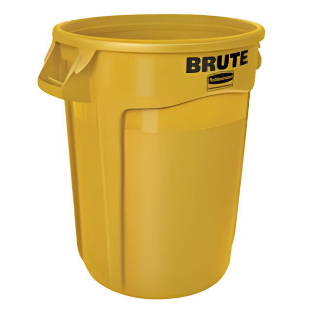 Rubbermaid Brute Vented Container, 32 Gal, Yellow, 32 Gallon