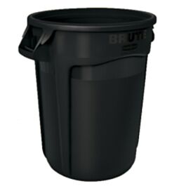 Rubbermaid Brute Vented Container, 44 Gal, Black- 1 Each