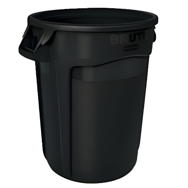 Rubbermaid Brute Vented Container, 44 Gal, Black, 44 Gallon