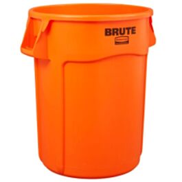 Rubbermaid Brute Vented Container, 44 Gal, Orange- 1 Each