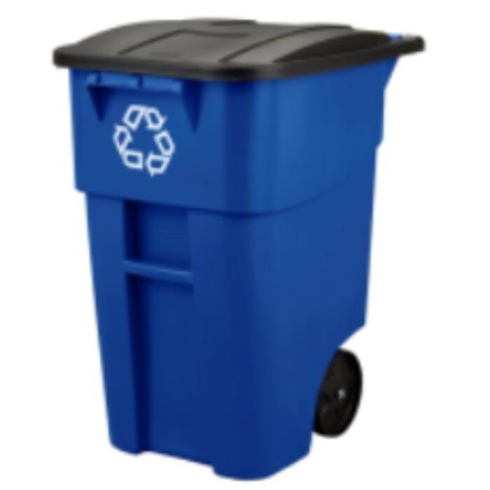 Rubbermaid Recycling Rollout Container, 50 Gal, Blue- 1 Ea