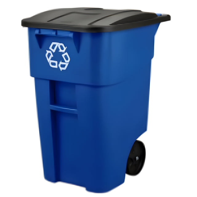 Rubbermaid Recycling Rollout Container, 50 Gal, Blue- 1 Ea, 50 Gallon